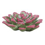 Polyresin pozsgás, zöld-rózsaszín, 8x2,5 cm