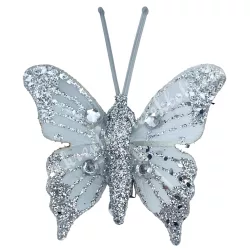 Csipeszes pillangó, ezüst, 4,7x5 cm