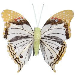 Csipeszes pillangó, fehér-barack, 8x7,5 cm