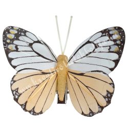 Csipeszes pillangó, fehér-barack, 8x6,5 cm