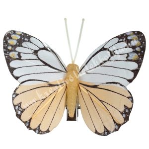 Csipeszes pillangó, fehér-barack, 8x6,5 cm