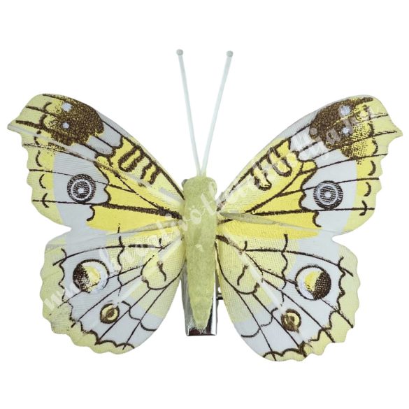 Csipeszes pillangó, sárga, 8x6,5 cm