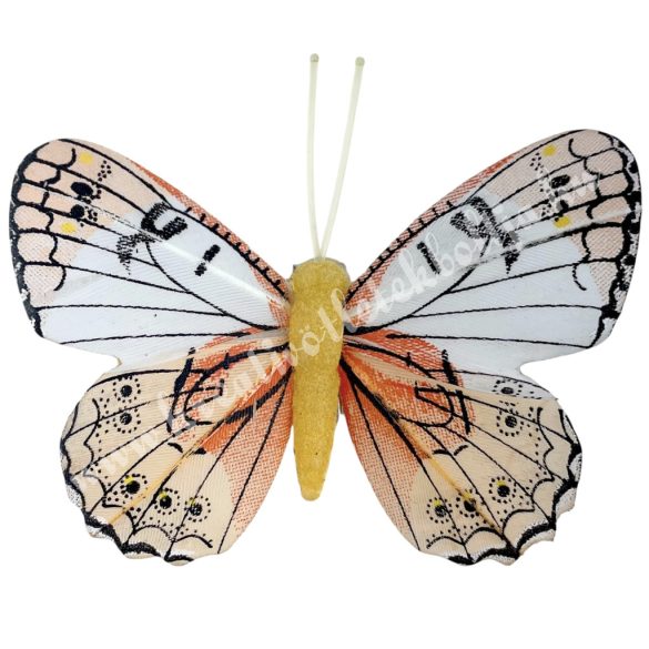 Csipeszes pillangó, barack-fehér, 8x6,5 cm