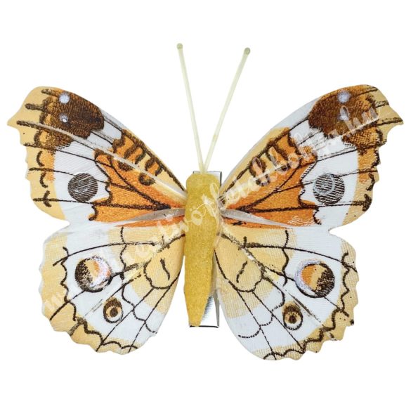 Csipeszes pillangó, sárga, 8x6 cm