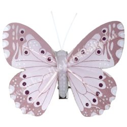 Csipeszes pillangó, rózsaszín, 7,5x6,5 cm