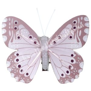 Csipeszes pillangó, rózsaszín, 7,5x6,5 cm