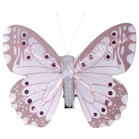 Csipeszes pillangó, rózsaszín, 7,5x6,5 cm