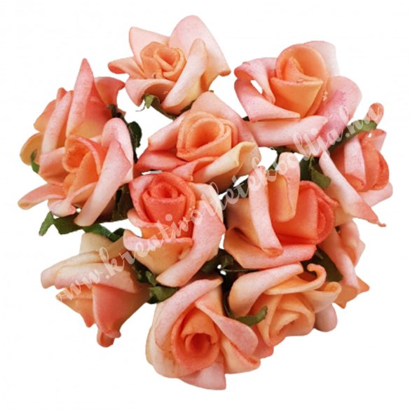 Betűzős polifoam rózsacsokor, lazac, 13 cm, 12 szál/csokor