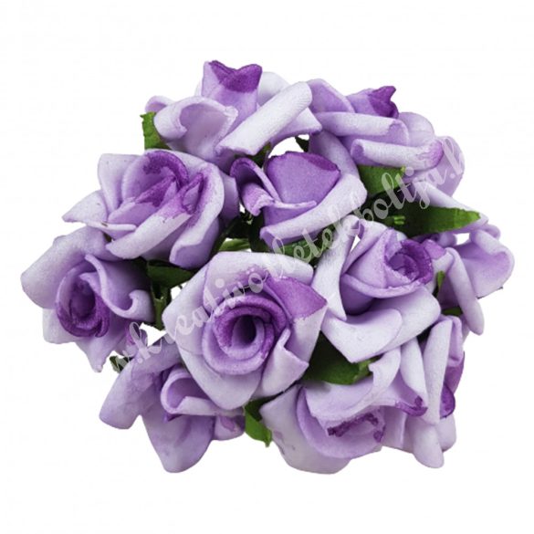 Betűzős polifoam rózsacsokor, lila, 13 cm, 12 szál/csokor