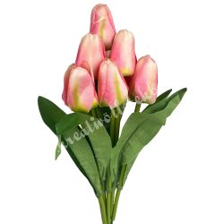 Tulipán csokor, cirmos lila, 37 cm