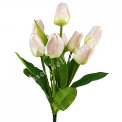 Tulipán csokor, cirmos pasztell rózsaszín, 37 cm
