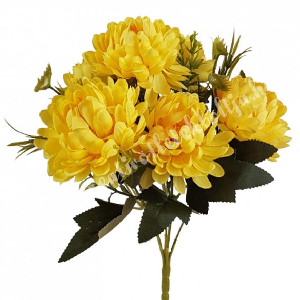 Krizantém csokor, sárga, 30 cm