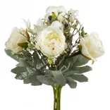 Peonia csokor, törtfehér, 32 cm