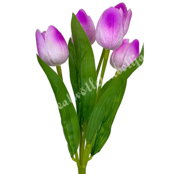 Gumi tulipán csokor, lila, 30 cm