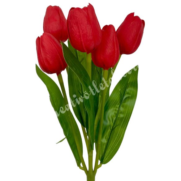 Gumi tulipán csokor, piros, 30 cm