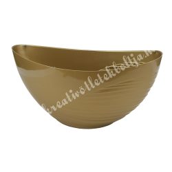 Műanyag csónak kaspó, féloldalt bordás, arany, 18x12 cm
