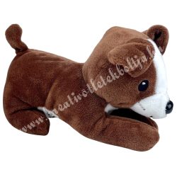 Plüss kutya, sötétbarna, 16,5x10,5 cm