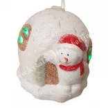 Akasztós iglu hóemberrel, LED-világítással, 6x7 cm