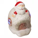 Akasztós iglu mikulással, LED-világítással, 6x8 cm