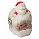 Akasztós iglu mikulással, LED-világítással, 6x8 cm