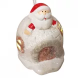 Akasztós iglu mikulással, LED-világítással, 6x8 cm