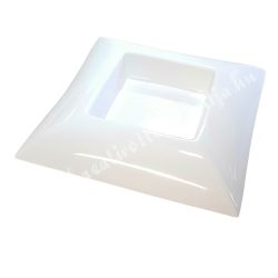 Műanyag tál, négyzet alakú, fehér, 17x6 cm