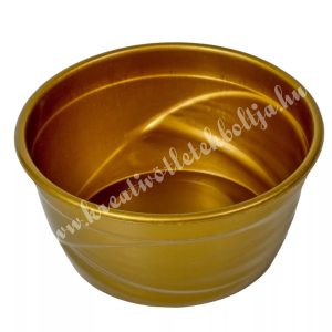 Műanyag tál, kerek, mintás, arany, 15,5x7,5 cm