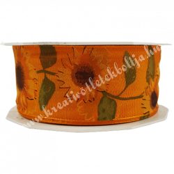 Textil szalag, napraforgó, narancs, 4 cm