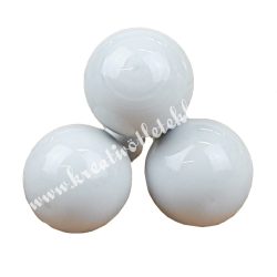   Betűzős üveggömb, törtfehér, fényes, 2 cm, 3 db/csokor