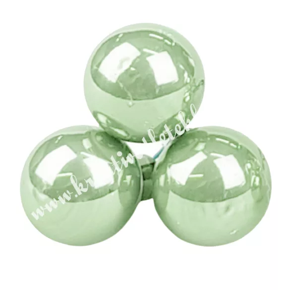 Betűzős üveggömb, zsálya, fényes, 2 cm, 3 db/csokor