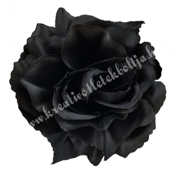 Rózsa virágfej, fekete, kb. 9 cm