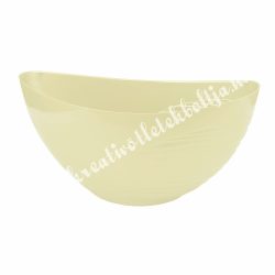 Műanyag csónak kaspó, féloldalt bordás, krém, 18x12 cm