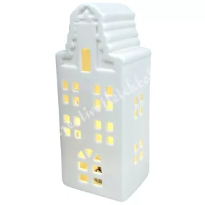 Porcelán házikó LED világítással, 6x15,5 cm