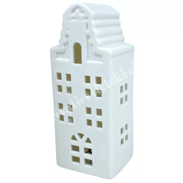 Porcelán házikó LED világítással, 6x15,5 cm