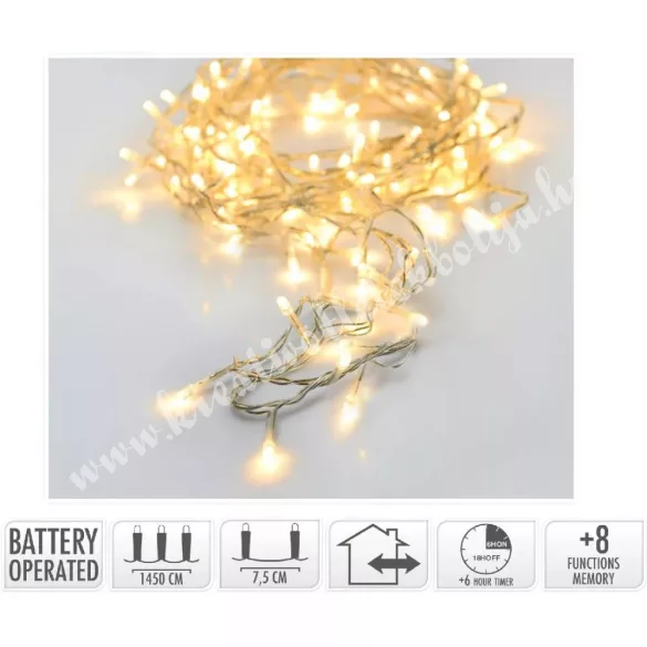 LED-es égősor, 192 izzós, meleg fehér