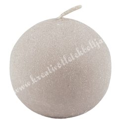 Adventi gömbgyertya, csillámos, homok, 6 cm