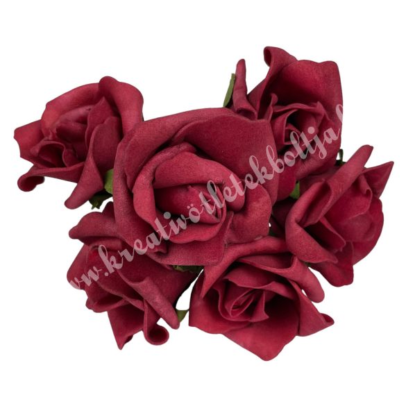 Betűzős polifoam rózsacsokor, piros, 21 cm, 6 szál/csokor