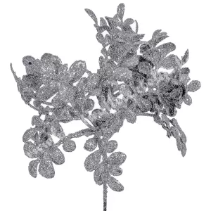 Bukszus pick, ezüst, csillámos, 29 cm