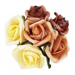 Polifoam rózsacsokor, barna-barack-krém, 6 db/csokor
