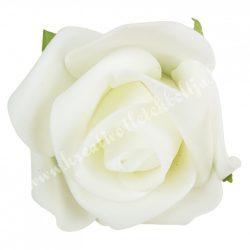 Polifoam rózsafej levéllel, krém, 6 cm
