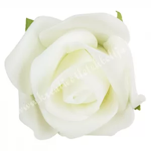Polifoam rózsafej levéllel, krém, 6 cm