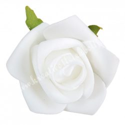 Polifoam rózsafej levéllel, fehér, 6 cm