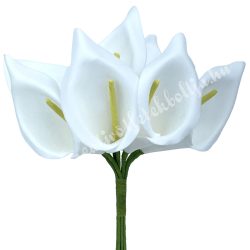 Polifoam kála, fehér, 8 szál/csokor, kb. 27 cm