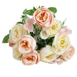Angol rózsa csokor, világos rózsaszín-krém, kb. 32 cm