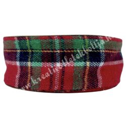 Karácsonyi szalag, kockás, drótos szélű, 4 cm (213)