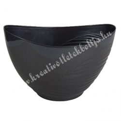   Műanyag csónak kaspó, féloldalt bordás, grafit szürke, 25x12 cm