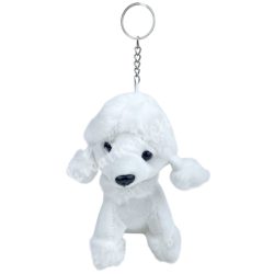 Kulcstartó plüss kutya, fehér, 10x13 cm