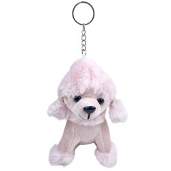 Kulcstartó plüss kutya, rózsaszín, 10x13 cm