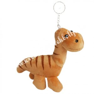 Kulcstartó plüss dínó, barna, 15x11 cm