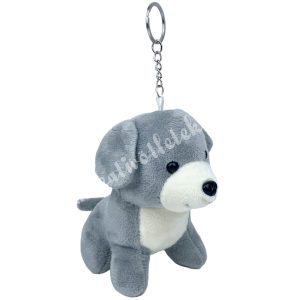 Plüss kutya, szürke, 12x12 cm